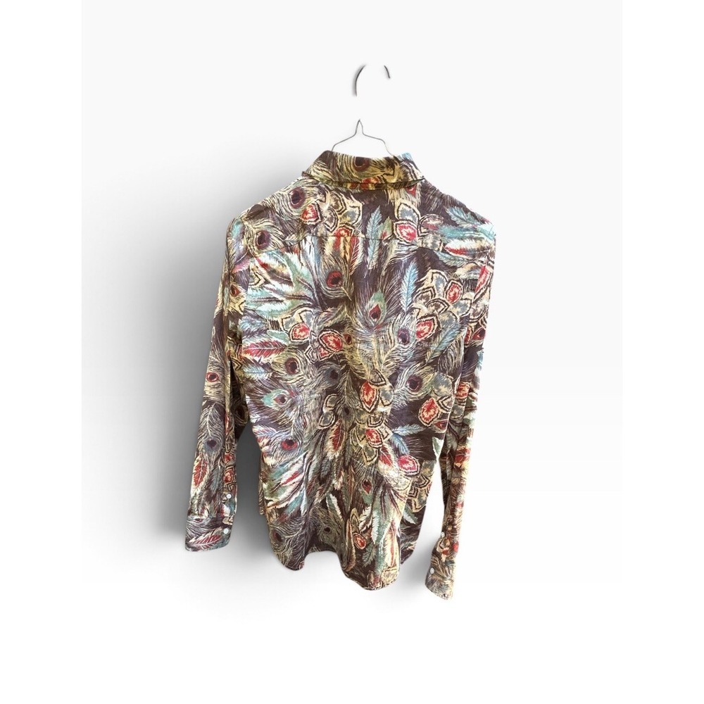 Vintage Lauren Ralph Lauren Women's M Peacock Feather Print Button Down Shirt - Picture 5 of 12